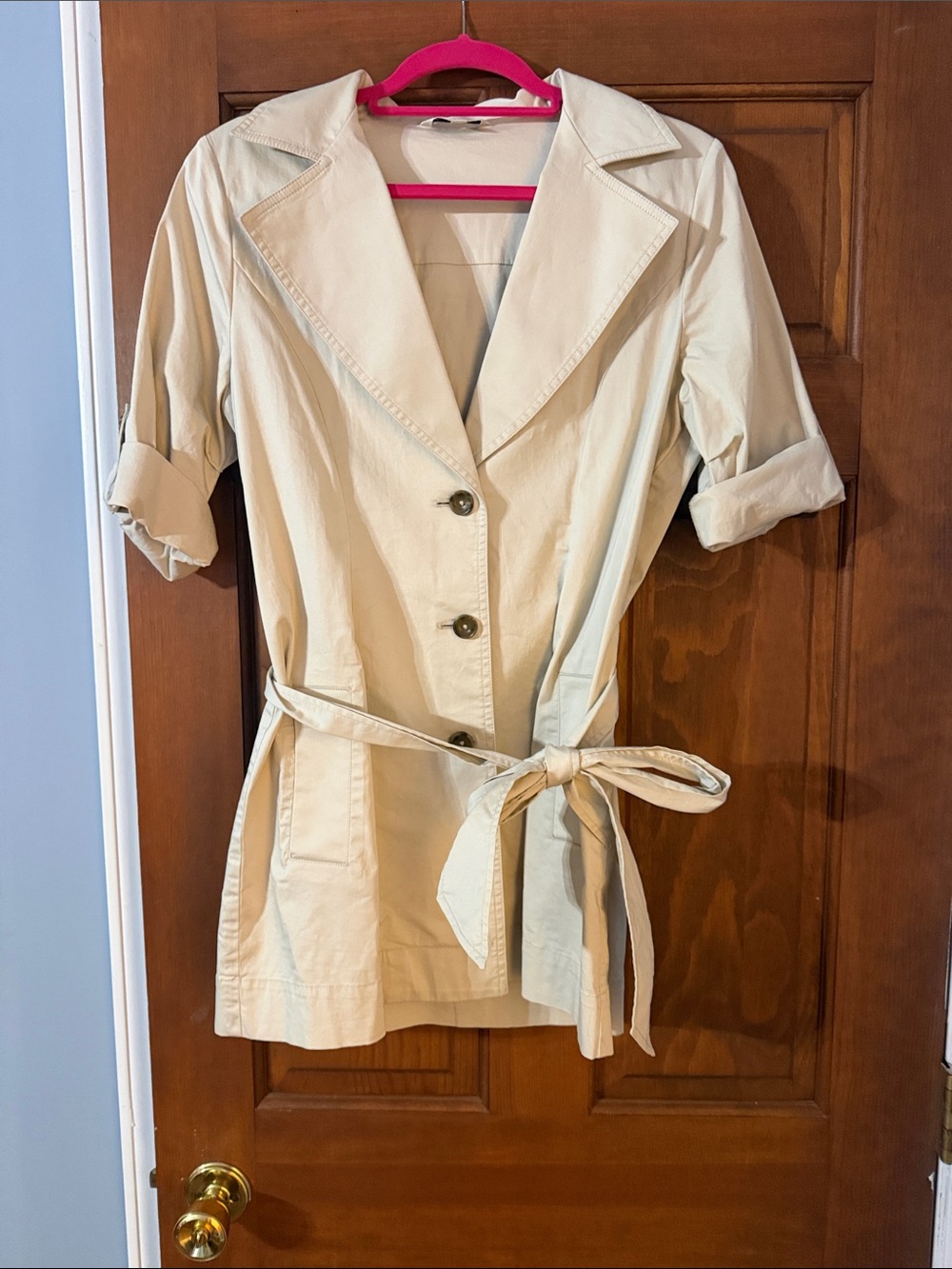 CAbi Cream Lightweight Belted Trench Jacket